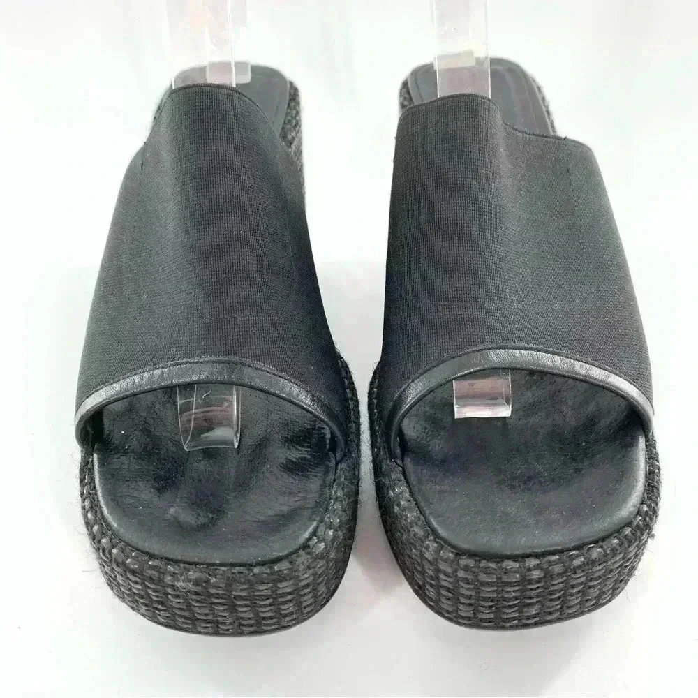Donald J pliner sandals 7 black leather chunky platform slides vintage 90s y2k